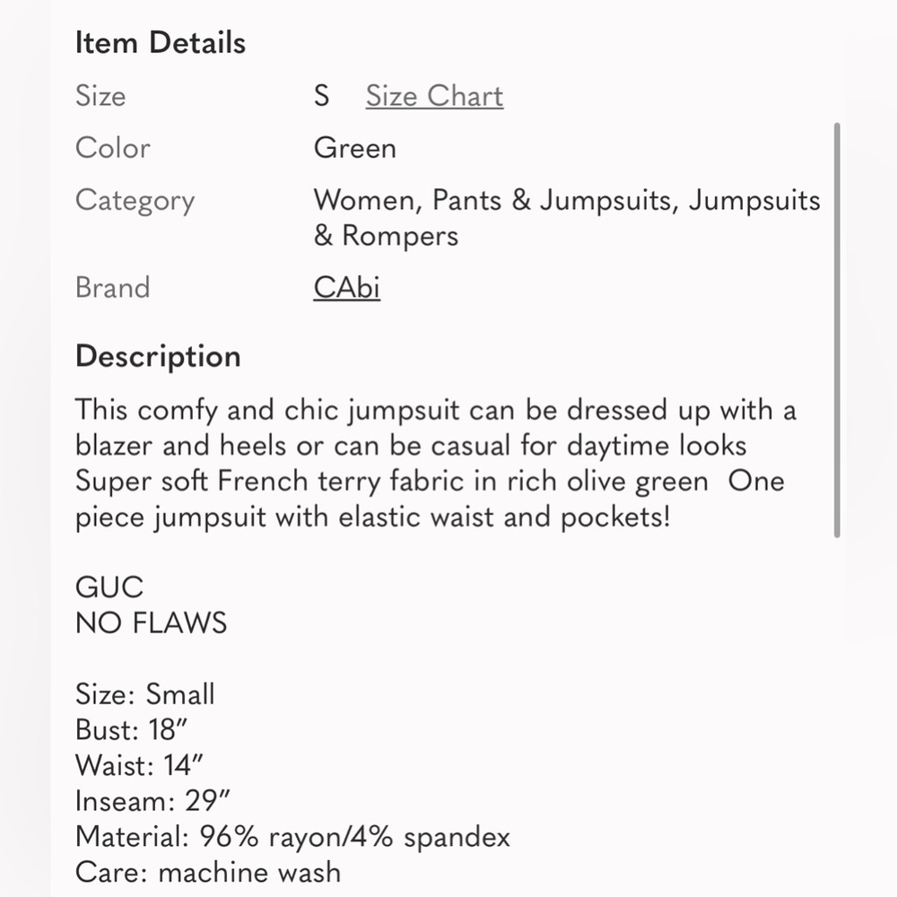 CABI Simple Playsuit Jumpsuit elastic waist  In Heathered Green Size S - Picture 9 of 9